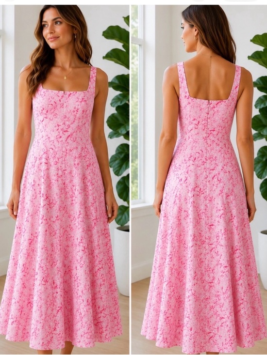 Lilly Pulitzer Dresses & Skirts - 💕NWOT Lilly Pulitzer Calina Linen Conch Shell Pink Floral Square-Neck Midi Dress